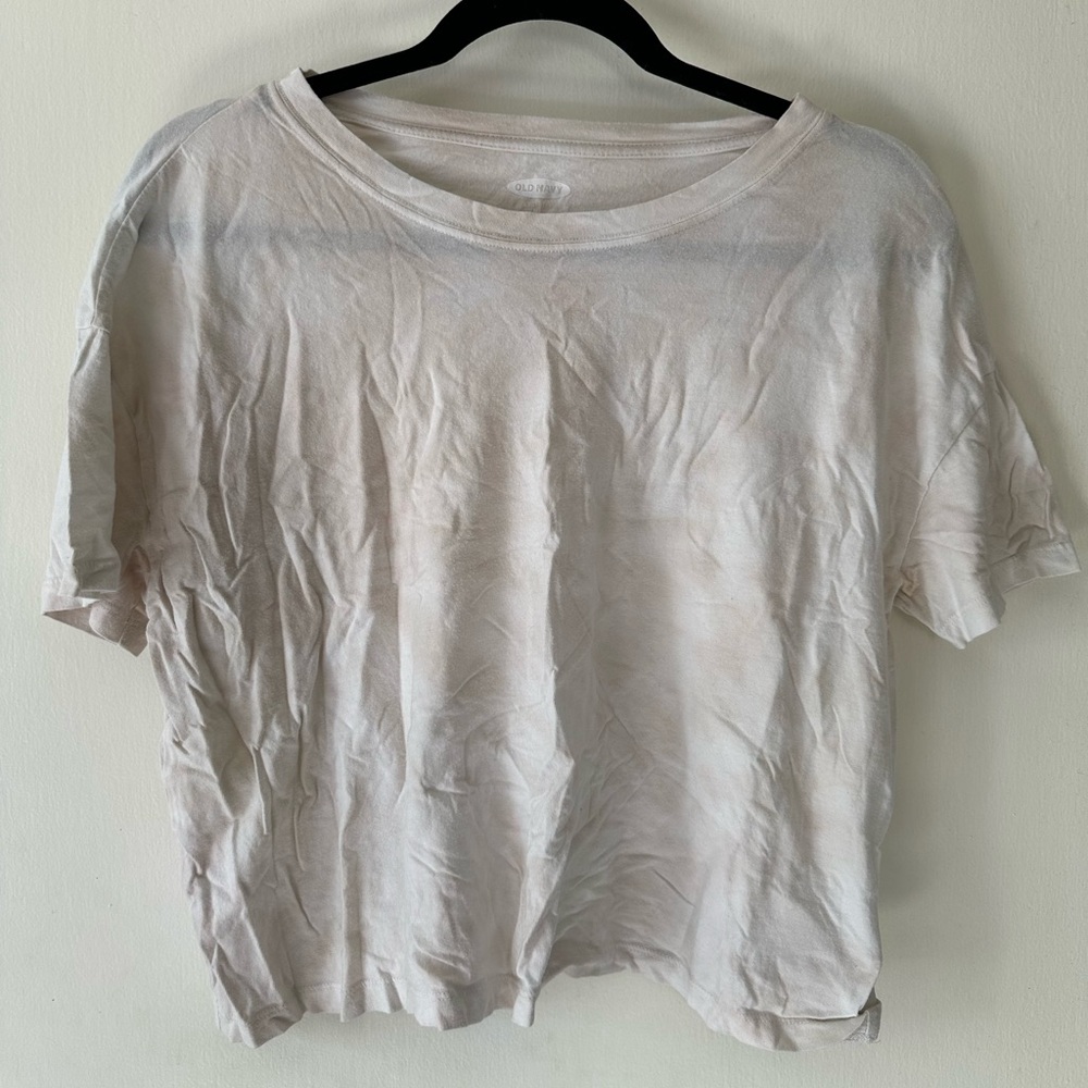 Old Navy medium cropped tee neutral tie dye